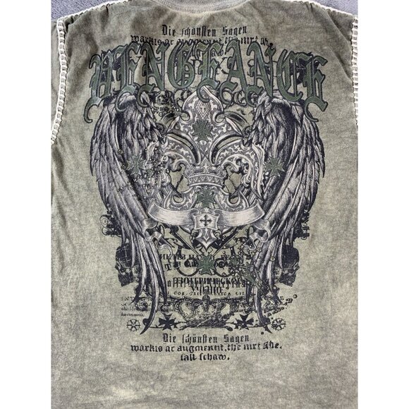 Raw State Premium Graphic TShirt XXL V-Neck Gothic Cross Fleur De Lis Y2K Grunge - Picture 4 of 7